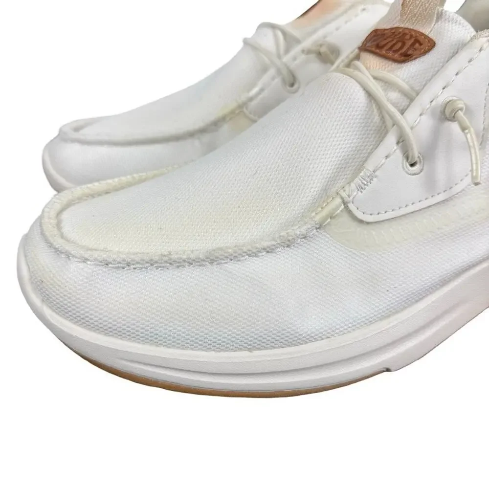 Hey Dude Wally Drift Mesh Canvas Slip On White Casual Shoes Coastal Summer sz 13